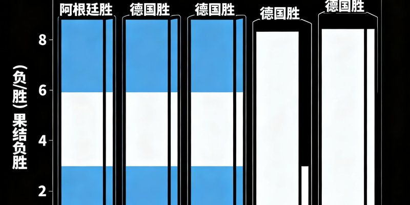阿根廷与德国历史交锋胜负柱状图，显示近五次交手记录